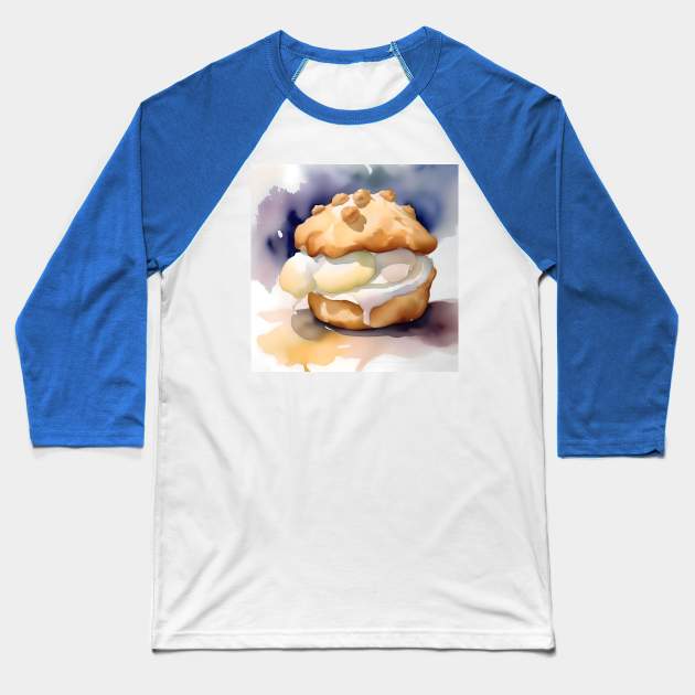 National Cream Puff Day- January 2 - Watercolor Baseball T-Shirt by Oldetimemercan